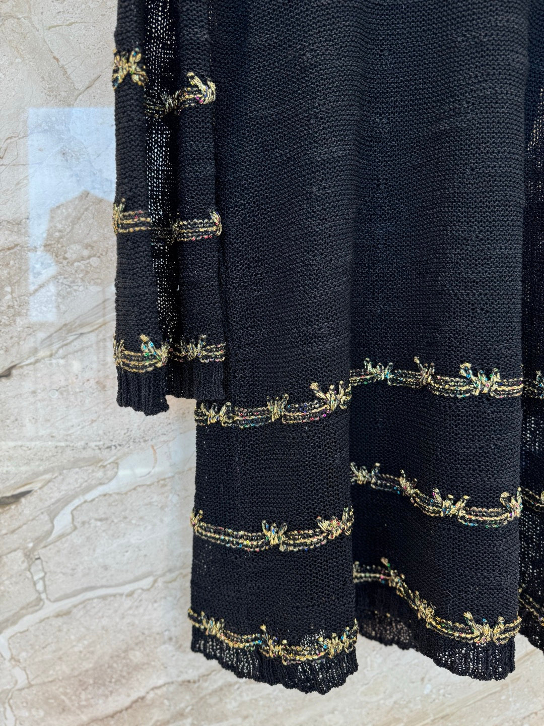 Gold yarn striped dress