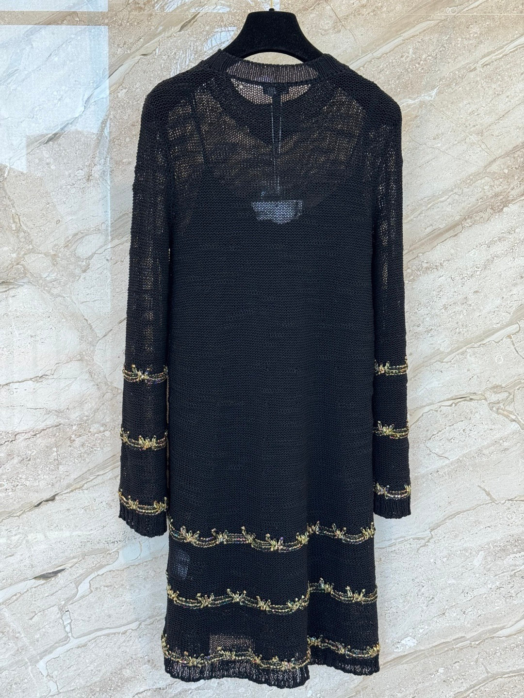 Gold yarn striped dress