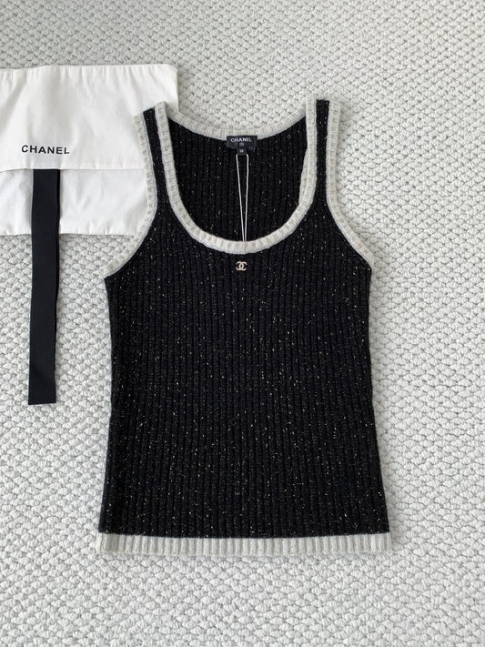 Sequined knitted vest camisole