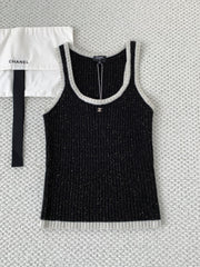 Sequined knitted vest camisole