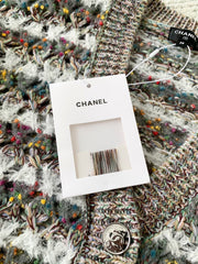 Cardigan à manches longues en tricot à rayures gris-vert