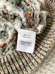 Cardigan à manches longues en tricot à rayures gris-vert