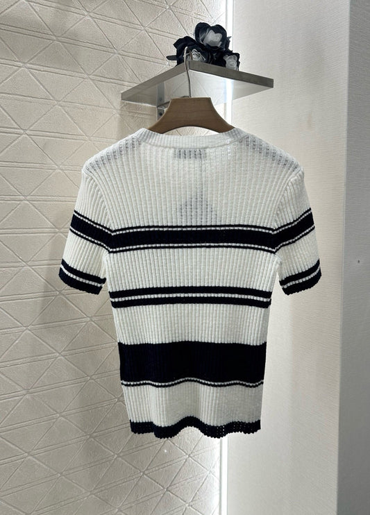Striped knitted short sleeves