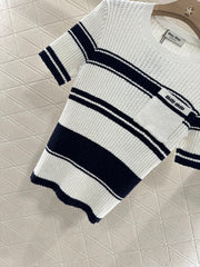Striped knitted short sleeves