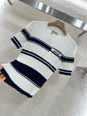 Striped knitted short sleeves