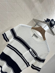 Striped knitted short sleeves