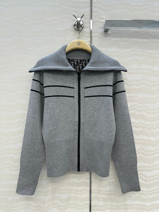 Veste zippée en cachemire à double face