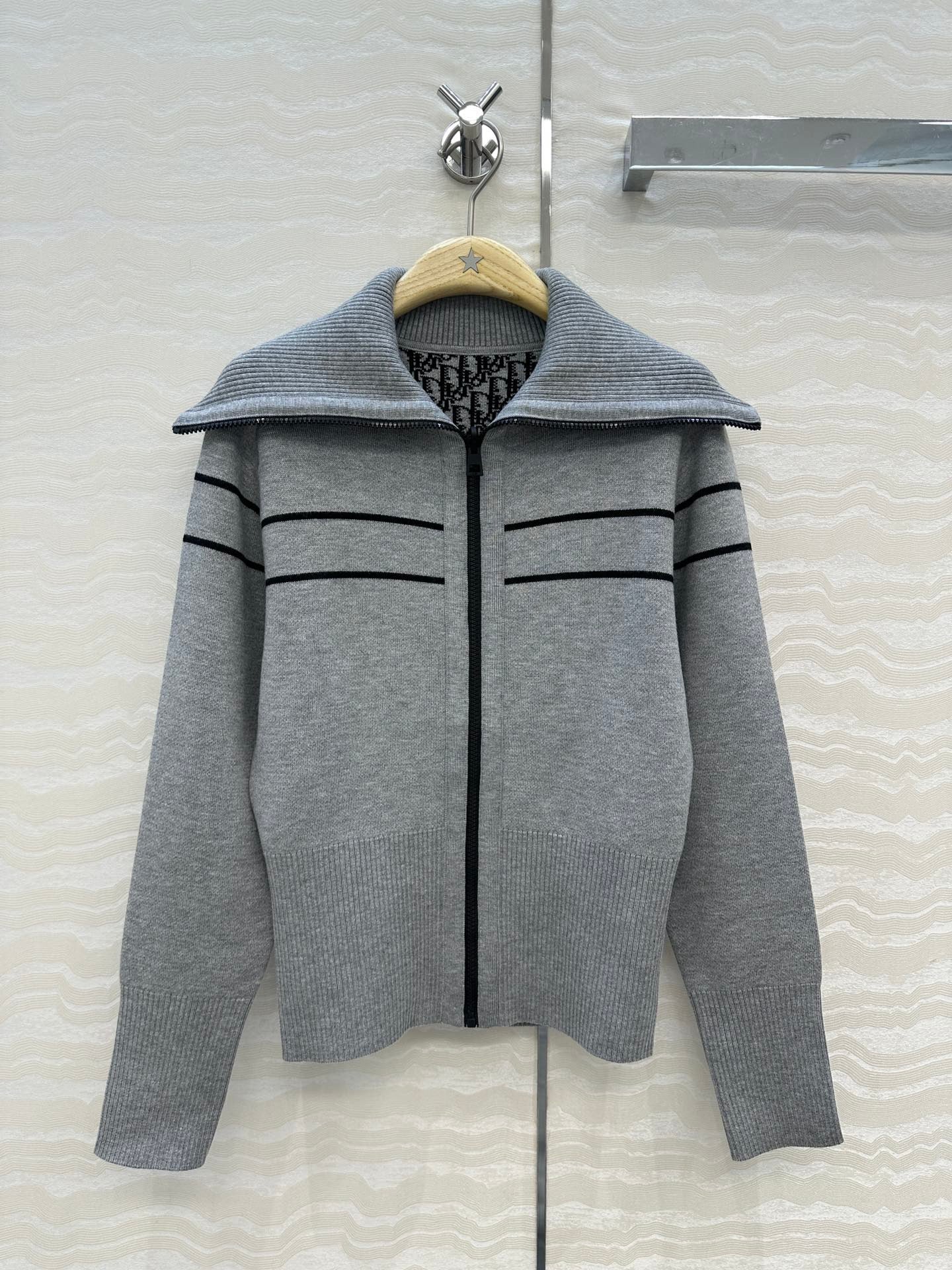 Veste zippée en cachemire à double face