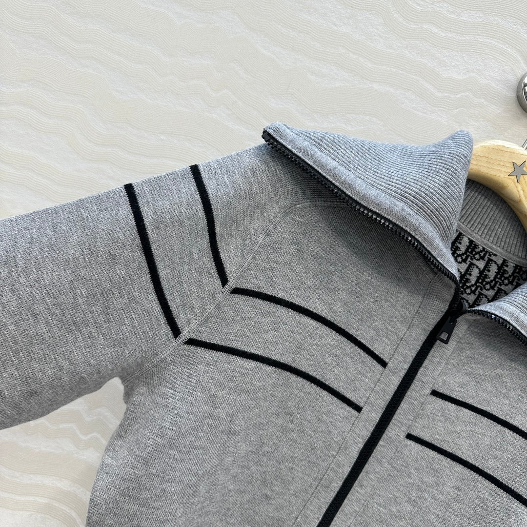 Veste zippée en cachemire à double face