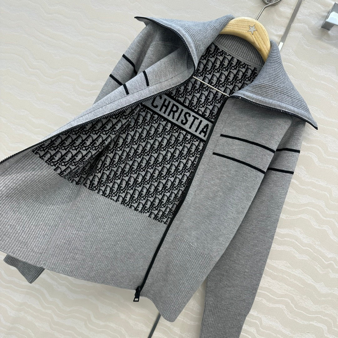 Veste zippée en cachemire à double face