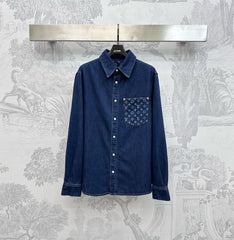 jacquard pocket denim shirt