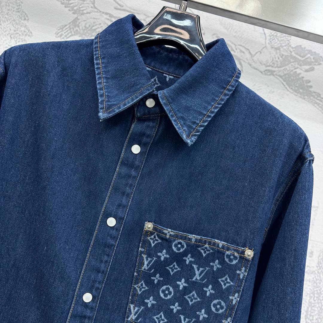 Jeanshemd mit Jacquard-Tasche