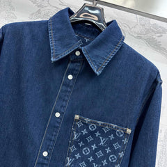 jacquard pocket denim shirt