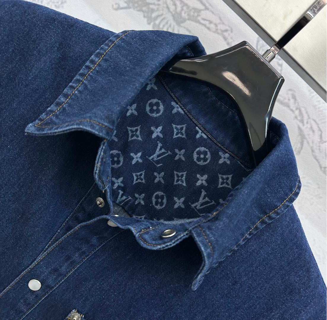 Jeanshemd mit Jacquard-Tasche