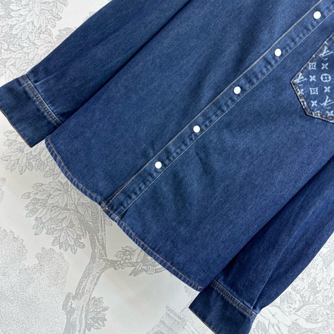 Jeanshemd mit Jacquard-Tasche