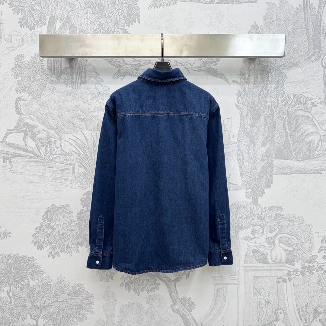 Jeanshemd mit Jacquard-Tasche