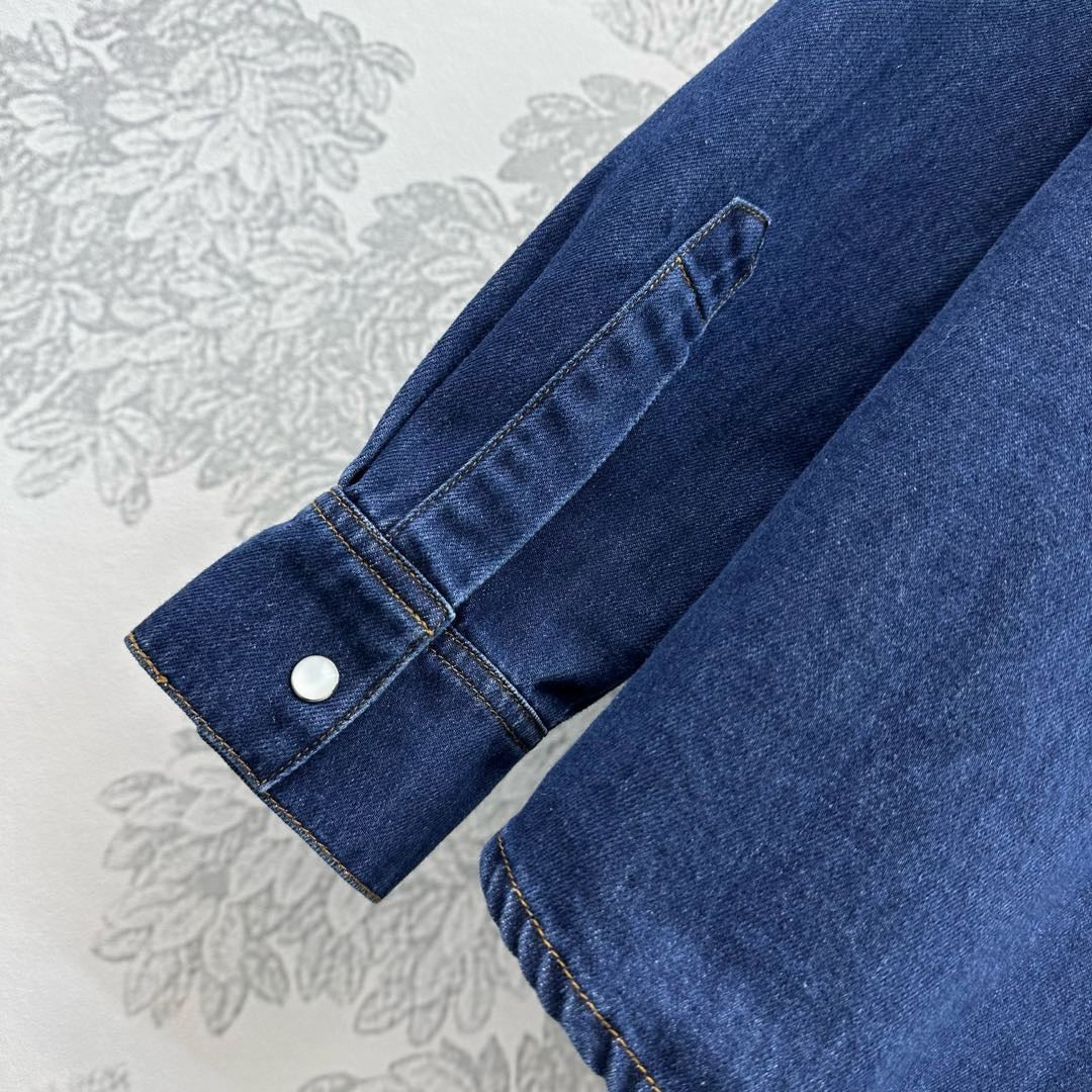 Jeanshemd mit Jacquard-Tasche