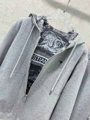 Double-sided hooded zipper + wide-leg combination