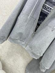 Double-sided hooded zipper + wide-leg combination