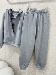 Double-sided hooded zipper + wide-leg combination
