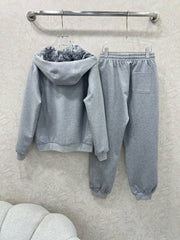 Double-sided hooded zipper + wide-leg combination