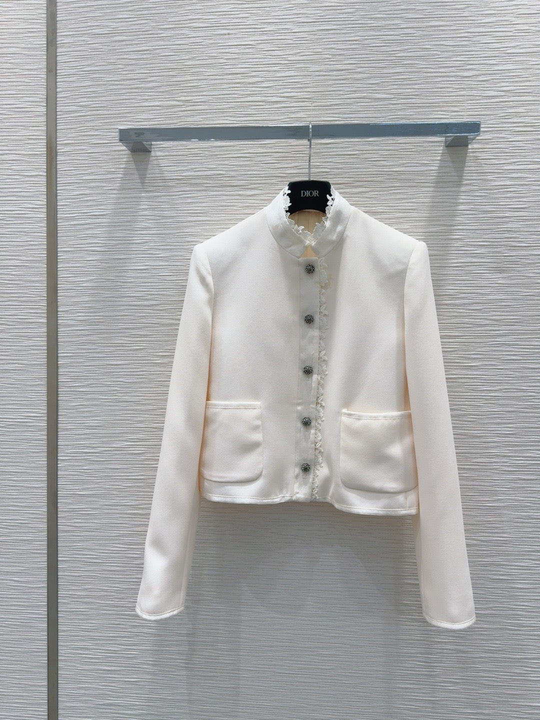Lace stand collar suit jacket