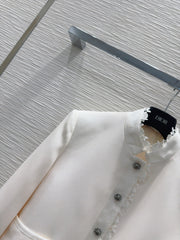 Lace stand collar suit jacket