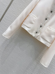 Lace stand collar suit jacket