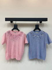 Sequined round neck long sleeve knitted