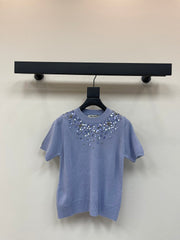 Sequined round neck long sleeve knitted