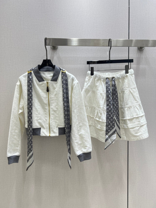 Zipper Ribbon Long Sleeve Top ➕ Ribbon Cake Skirt