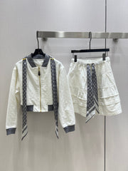 Zipper Ribbon Long Sleeve Top ➕ Ribbon Cake Skirt