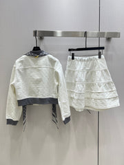 Zipper Ribbon Long Sleeve Top ➕ Ribbon Cake Skirt