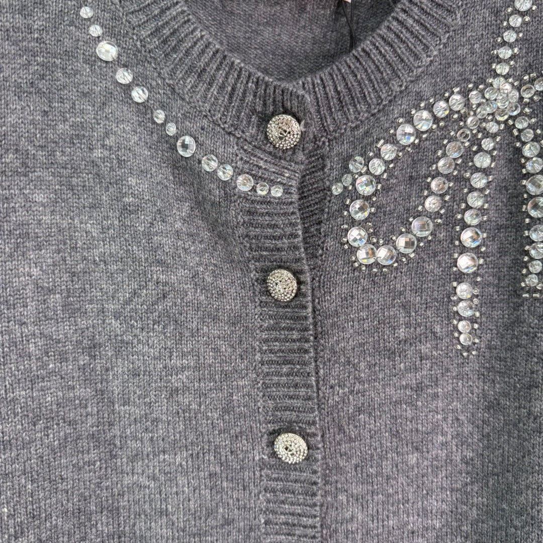 Early Autumn Heavy-Duty Round Neck Knitted Cardigan