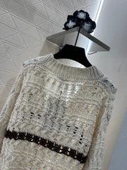 Contrast color crochet cardigan