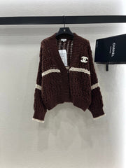 Contrast color crochet cardigan