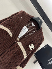 Contrast color crochet cardigan