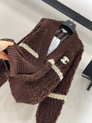 Contrast color crochet cardigan