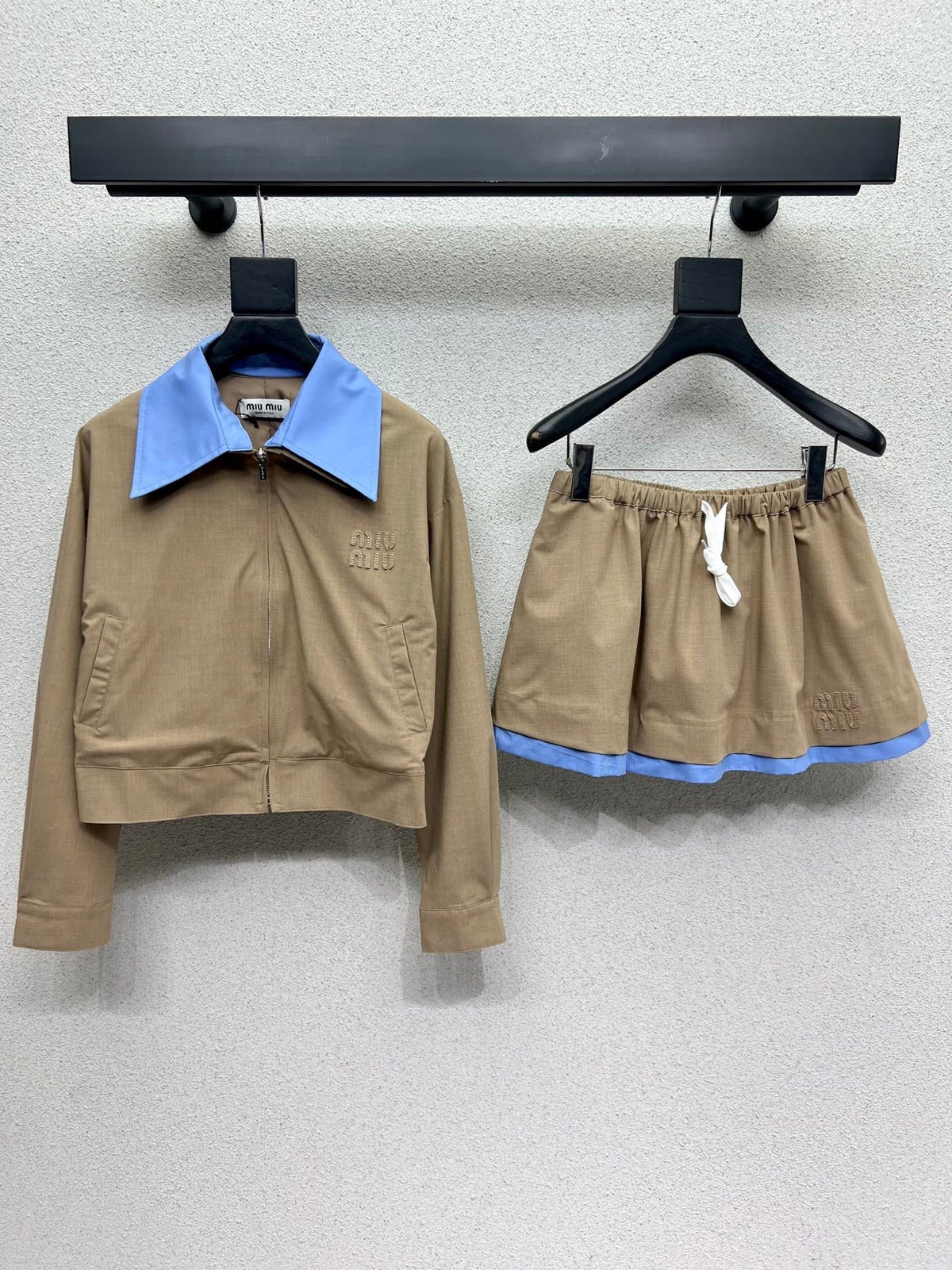 Khaki jacket + skirt