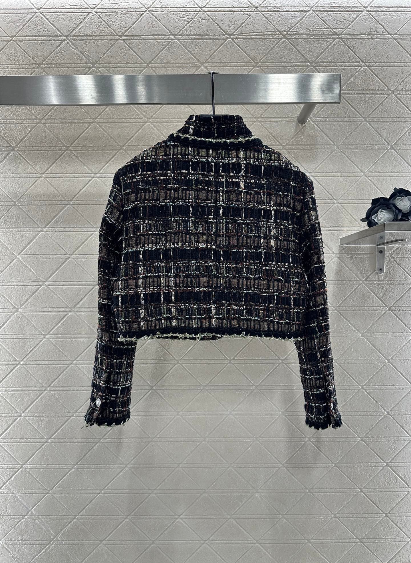 Set aus gewebter Jacke und Rock mit Karomuster