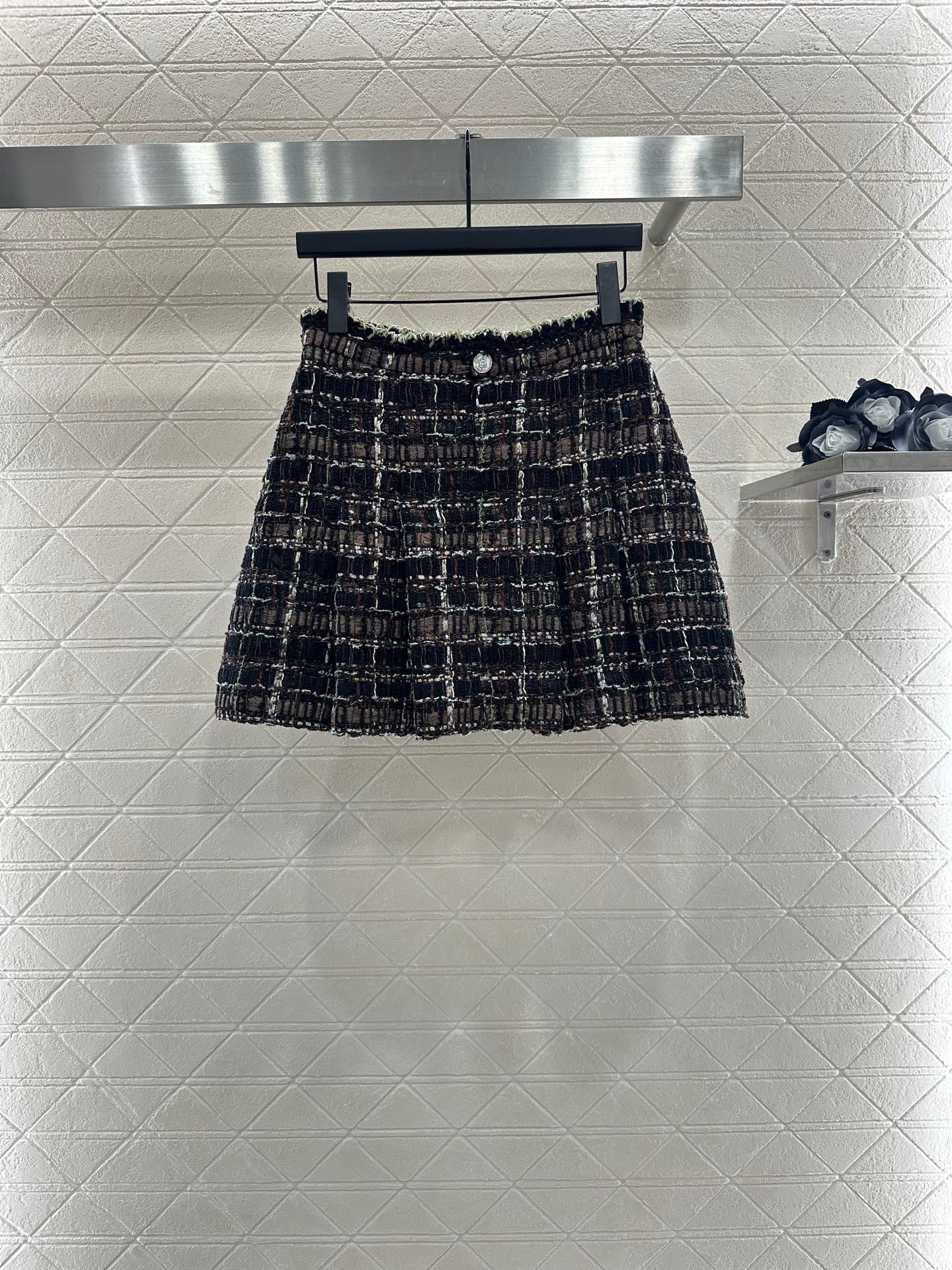 Set aus gewebter Jacke und Rock mit Karomuster