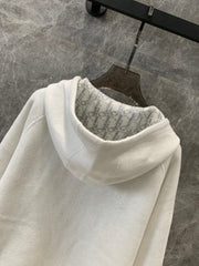 jacquard hooded reversible zip-up cardigan