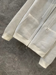 jacquard hooded reversible zip-up cardigan