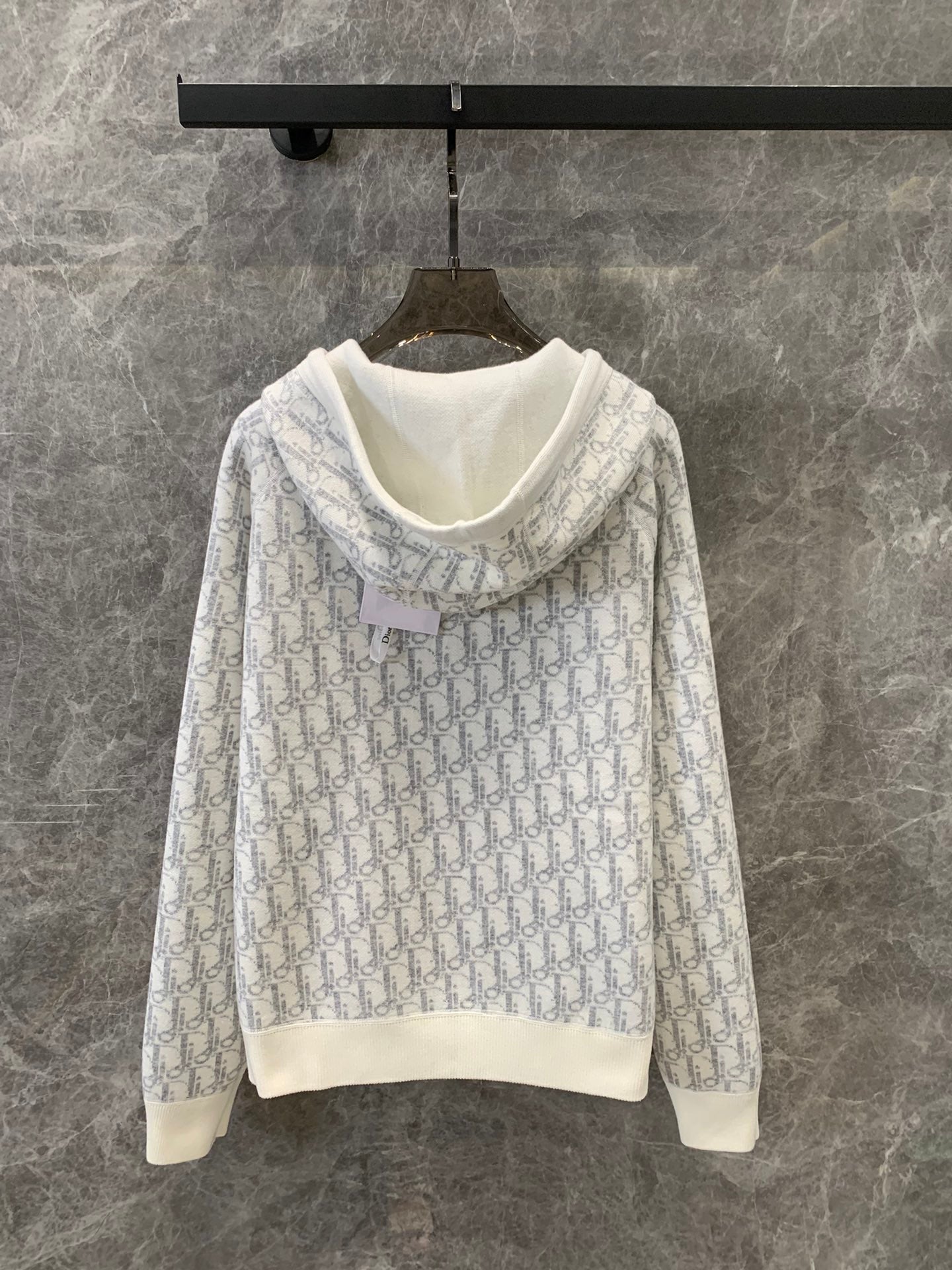 Jacquard-Wende-Cardigan mit Kapuze und Reißverschluss