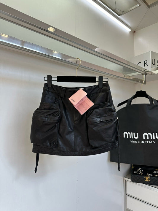 Rubbed sheepskin skirt