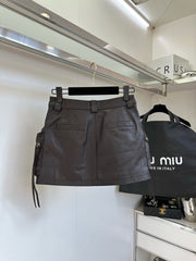 Rubbed sheepskin skirt
