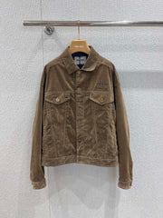 Velvet denim lapel single-breasted jacket