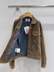 Velvet denim lapel single-breasted jacket
