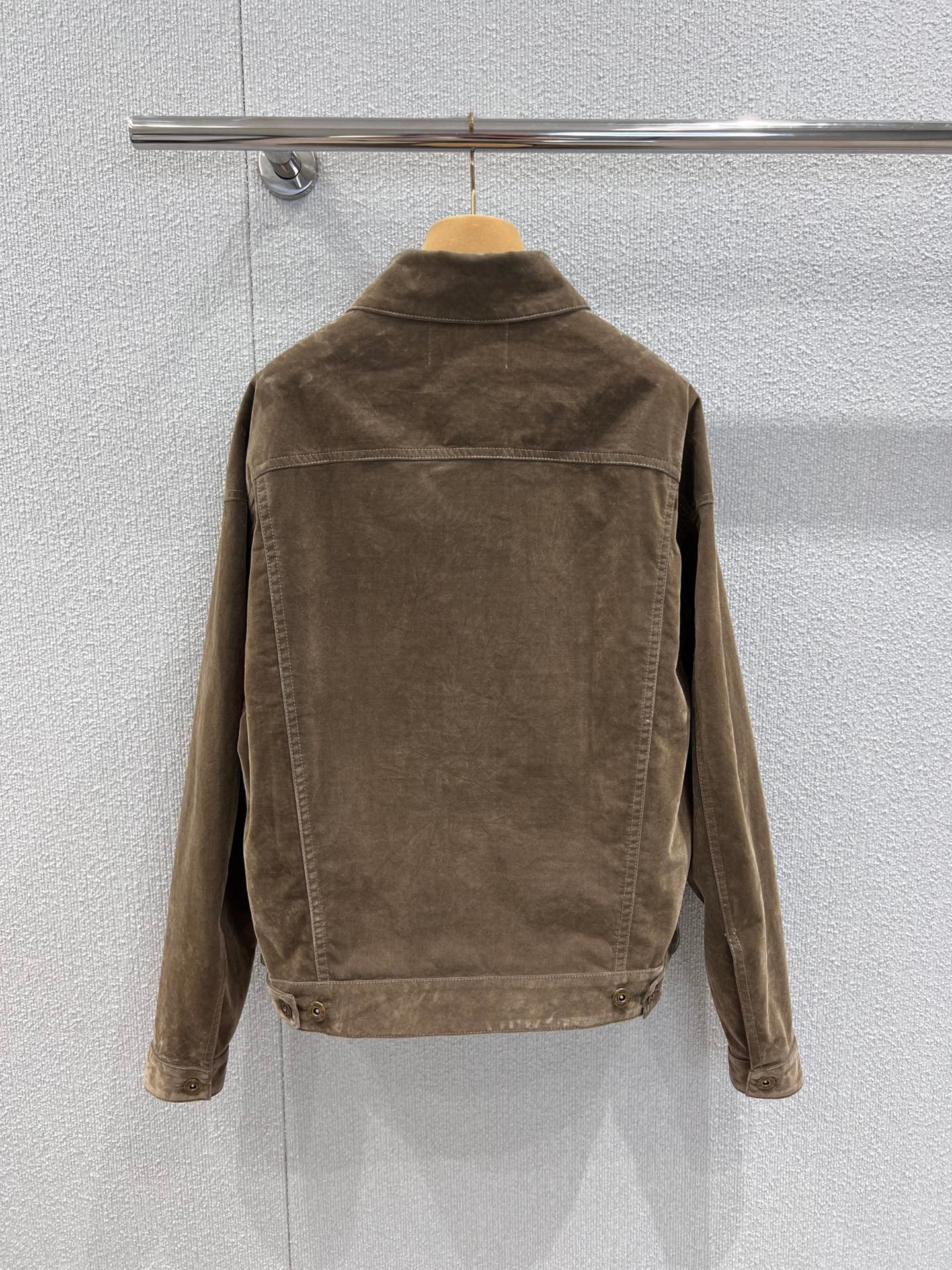 Veste simple boutonnage en denim velours à revers