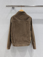 Velvet denim lapel single-breasted jacket